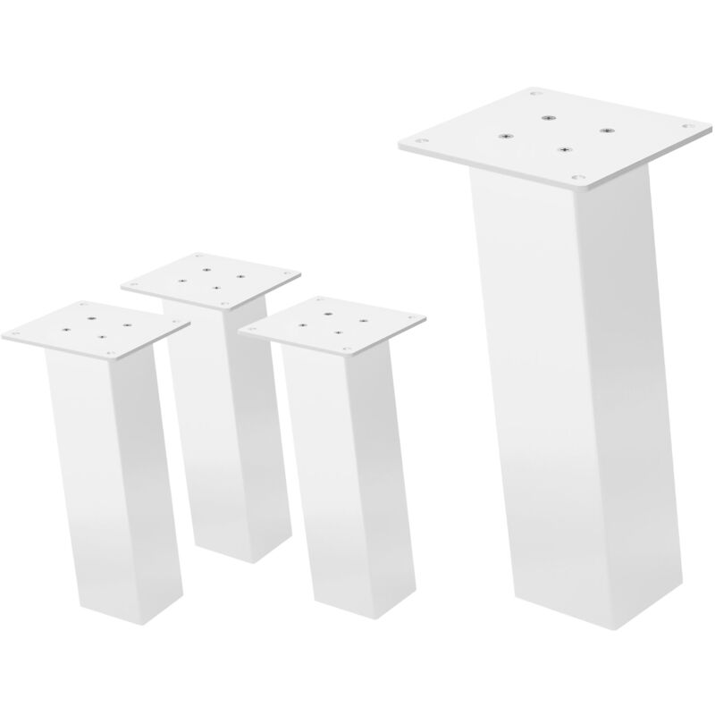 foto del prodotto set di 4 gambe per tavolo inclinate a 30 cm bianco lucido in acciaio verniciato a polvere forma a i profilo 8x8 cm con inclinazione di 96 piedini