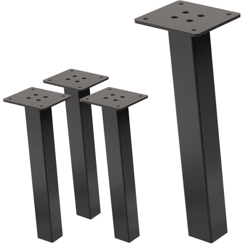 foto del prodotto set di 4 gambe per tavolo inclinate a 30 cm grigio scuro effetto industriale forma a i in acciaio verniciato a polvere profilo 4x4 cm piedini per