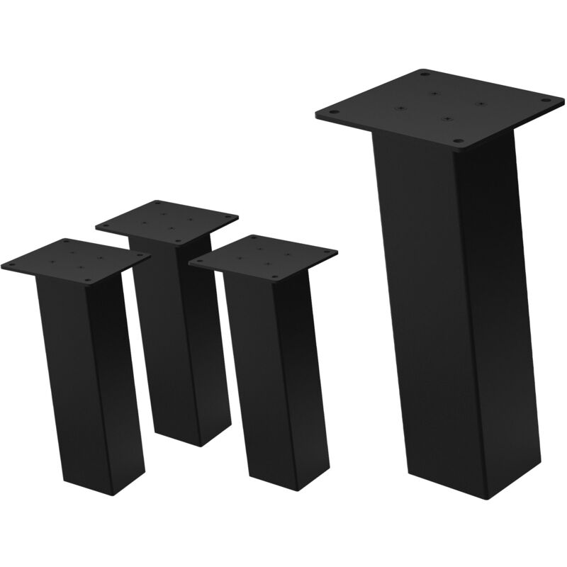 foto del prodotto set di 4 gambe per tavolo inclinate a 30 cm nero lucido in acciaio verniciato a polvere forma a i profilo 8x8 cm con inclinazione di 96 piedini in
