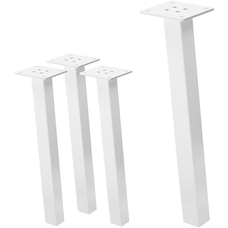 foto del prodotto set di 4 gambe per tavolo inclinate a 42 cm bianco lucido in acciaio verniciato a polvere forma a i profilo 4x4 cm piedini per tavolini in metallo