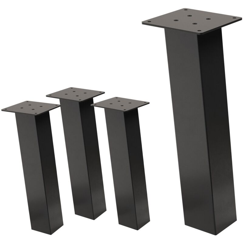 foto del prodotto set di 4 gambe per tavolo inclinate a 42 cm grigio scuro aspetto industriale in acciaio verniciato a polvere forma a i profilo 8x8 cm con