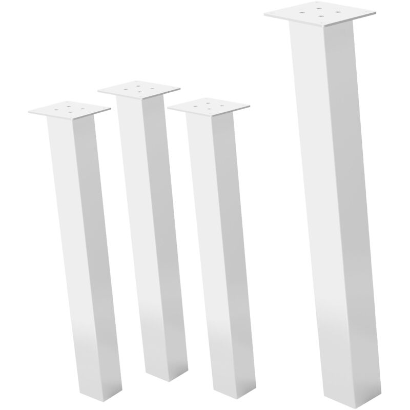 foto del prodotto set di 4 gambe per tavolo inclinate a 72 cm bianco lucido in acciaio verniciato a polvere forma a i profilo 8x8 cm con inclinazione di 96 piedini