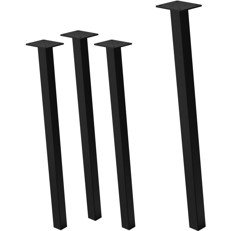 foto del prodotto set di 4 gambe per tavolo inclinate a 72 cm nero lucido in acciaio verniciato a polvere forma a i profilo 4x4 cm piedini per tavolini scrivanie in