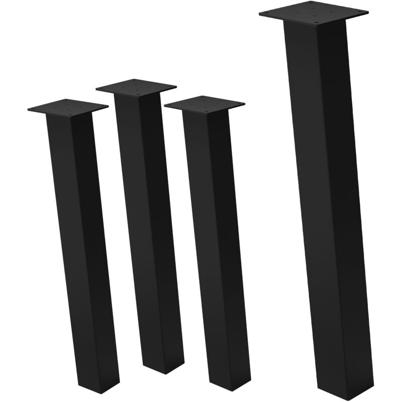 foto del prodotto set di 4 gambe per tavolo inclinate a 72 cm nero lucido in acciaio verniciato a polvere forma a i profilo 8x8 cm con inclinazione di 96 piedini in
