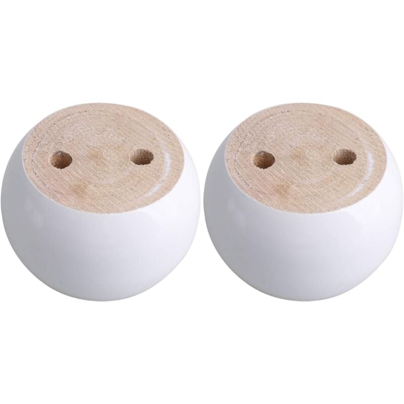 foto del prodotto set di 4 gambe rotonde per mobili in legno di eucalipto bianco 8 x 8 x 5 cm. possono supportare un peso di circa 100 kg. sollbry