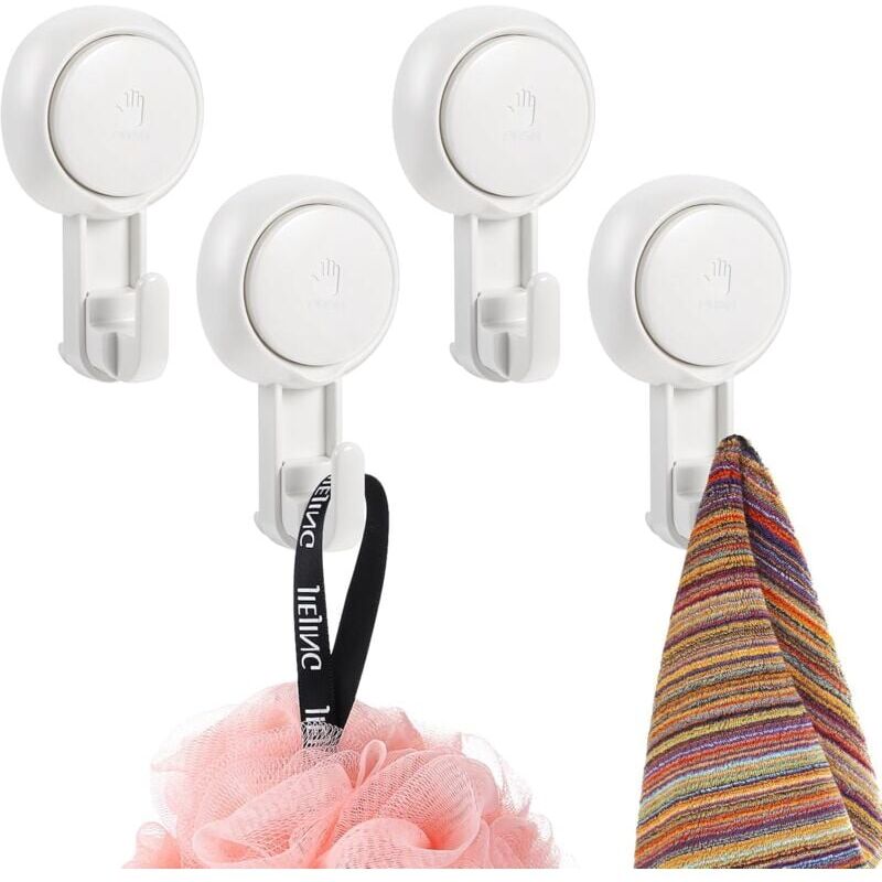 foto del prodotto set di 4 ganci da parete con ventosa in plastica, portata 5 kg, senza foratura, riutilizzabili, rotazione a 360 , portasciugamani da doccia, piastra