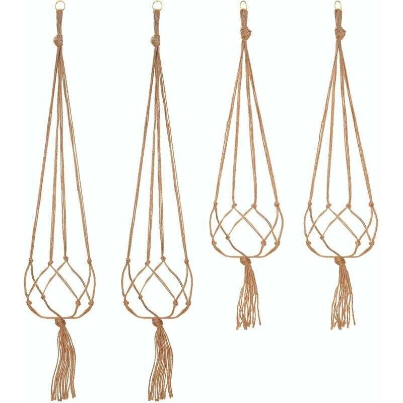 immagine 0 del prodotto set di 4 ganci per piante in macram , portavasi in corda, decorazione per interni ed esterni, con 2 pezzi da 105 cm e 2 pezzi da 90 cm, 4 piedi