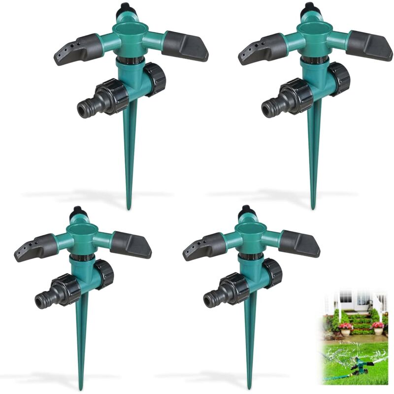 foto del prodotto set di 4 irrigatori rotanti a 360 per sistemi di irrigazione da giardino e irrigazione pastorale sollbry