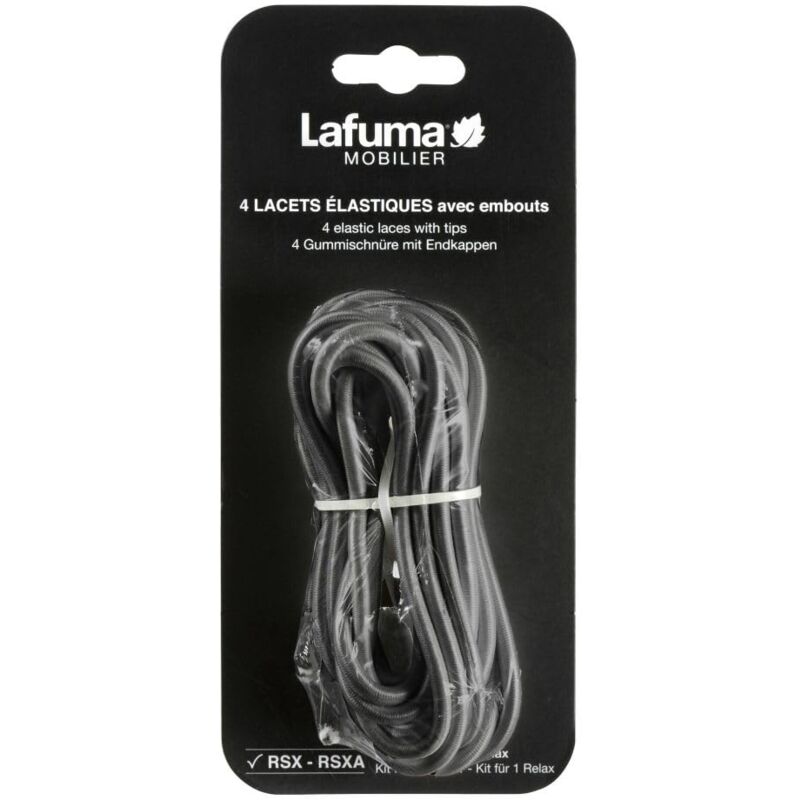 foto del prodotto set di 4 lacci elastici con punte, nero, 2x60 cm e 2x120 cm, lfm50659406 lafuma mobilier