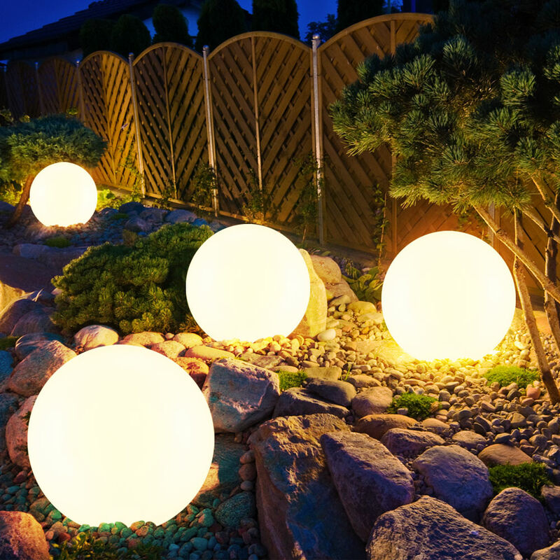 foto del prodotto set di 4 lampade da giardino a luce solare a led da esterno a forma di palla