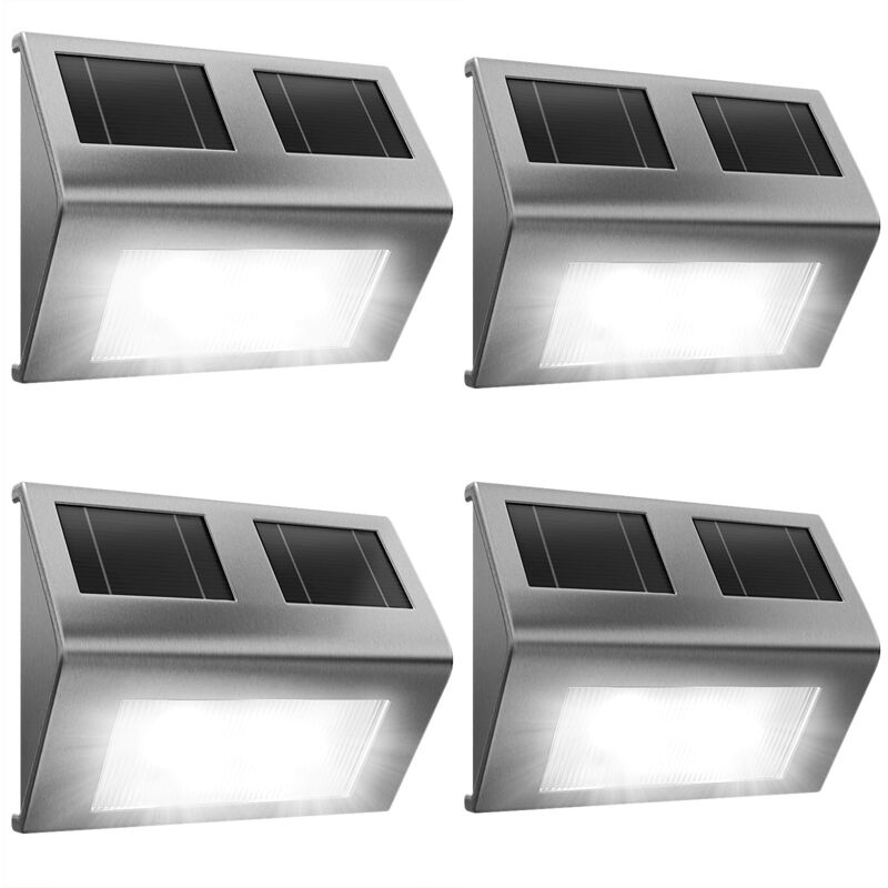 foto del prodotto set di 4 lampade da parete led a energia solare con sensore crepuscolare da giardino esterno monzana