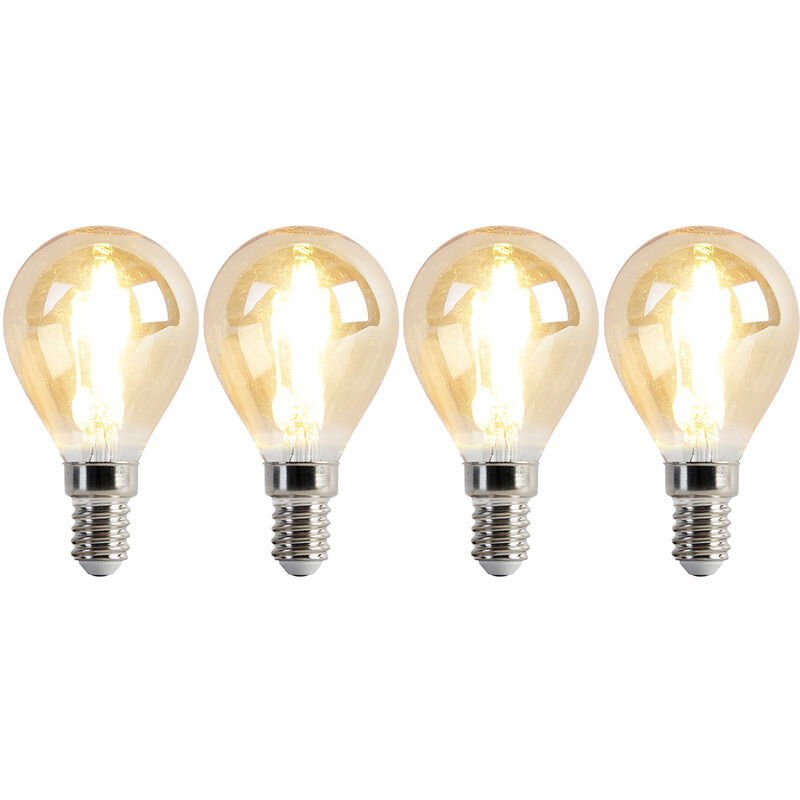 foto del prodotto set di 4 lampadine led dimmerabili e14 p45 oro 3,5w 330lm 2100k luedd