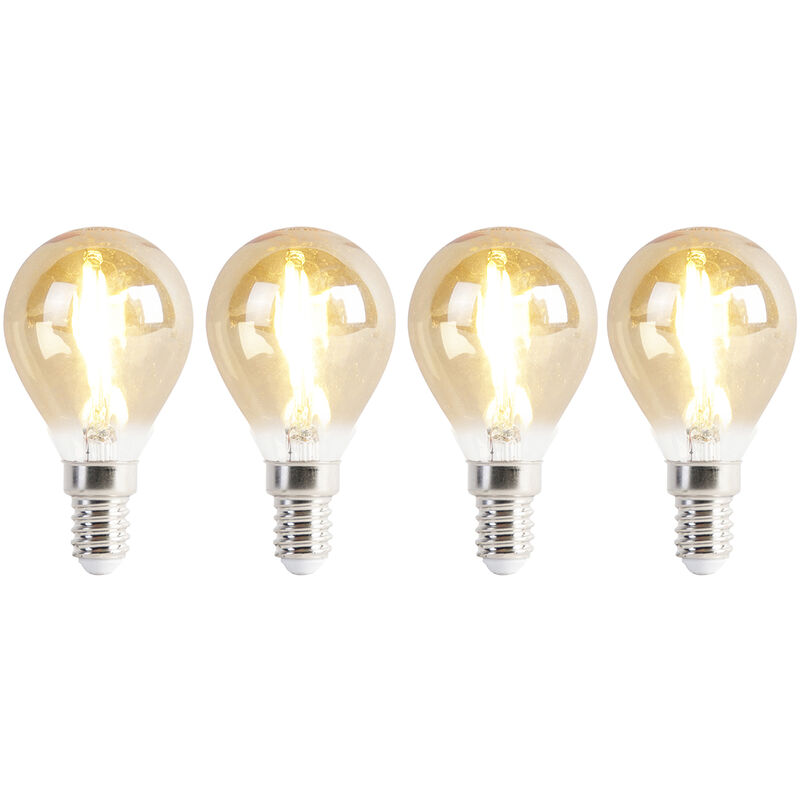 foto del prodotto set di 4 lampadine led e14 p45 oro 2w 180lm 2100k luedd