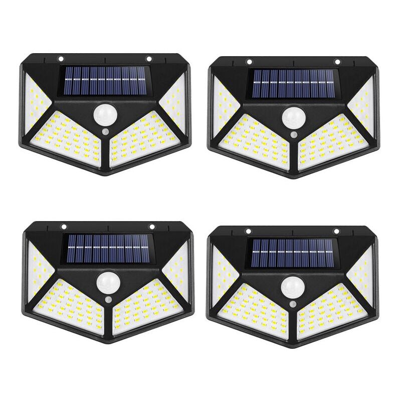 foto del prodotto set di 4 luci solari da esterno, angolo di illuminazione270 con rilevatore di movimento, applique impermeabile ip65energia solare, cortile,