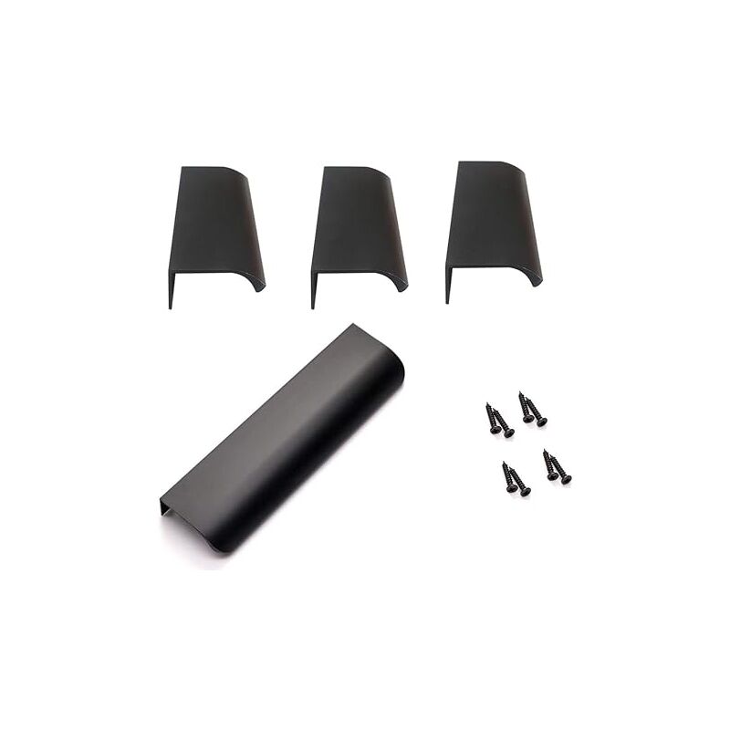 foto del prodotto set di 4 maniglie per armadietti in alluminio nero maniglie da cucina moderne maniglia per porta curva maniglie per cassetti a scomparsa per