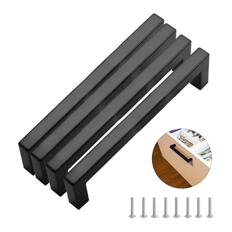 foto del prodotto set di 4 maniglie per mobili da cucina nere, maniglie per mobili quadrate moderne in acciaio inossidabile da 320 mm, per scrivanie, cassetti, armadi,