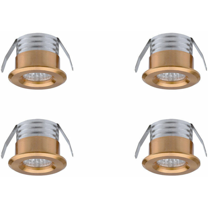 foto del prodotto set di 4 mini faretti led da incasso, 3 w, bianco caldo oro