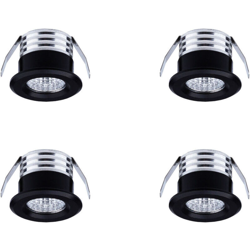 foto del prodotto set di 4 mini faretti led da incasso, 3 w, luce neutra nera