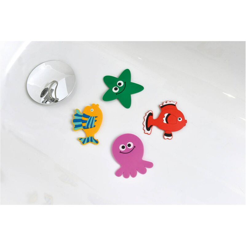 foto del prodotto set di 4 mini fondali per doccia polipo pesce rosso pesce giallo stella marina bambini tendance