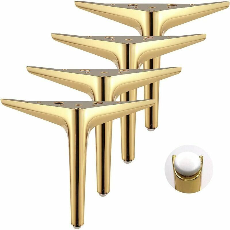 foto del prodotto set di 4 mobili triangolari con gambe dorate, processo di lucidatura galvanica, oro 12 cm