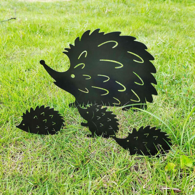 foto del prodotto set di 4 picchetti da giardino a forma di riccio metallo decorazione per giardino, terrazza, balcone, vaso di fiori sollbry