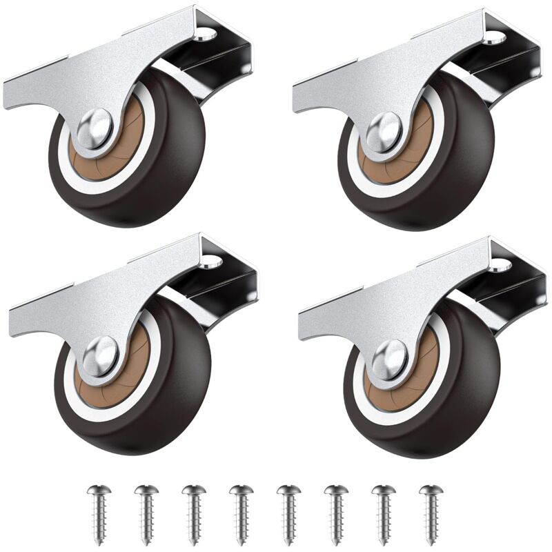 foto del prodotto set di 4 piccole ruote per mobili da 32 mm, non girevoli, mini ruote in gomma morbida, ruote fisse, ruote per mobili, capacit totale 45 kg, per