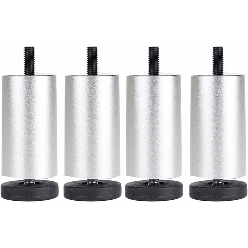 foto del prodotto set di 4 piedini per armadio regolabili 12cm gambe tavolo sostituzioni piedini per divano letto sedia argento