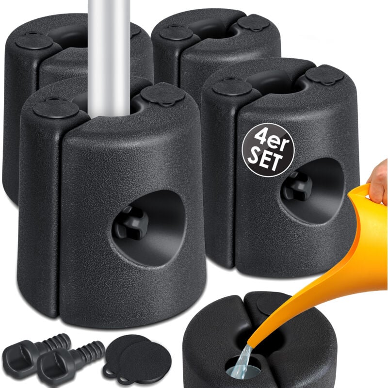 foto del prodotto set di 4 piedini per gazebo riempibili con acqua sabbia 22 x 22 x 25 cm pesi in hdpe per la stabilizzazione di gazebo da giardino nero kesser