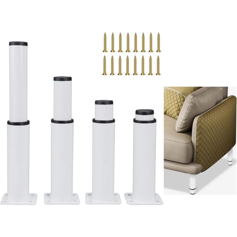 foto del prodotto set di 4 piedini regolabili in altezza 4 pezzi piedini per mobili regolabili in altezza adatti per mobile letto, tv, divano, mobiletto, foro spaziale