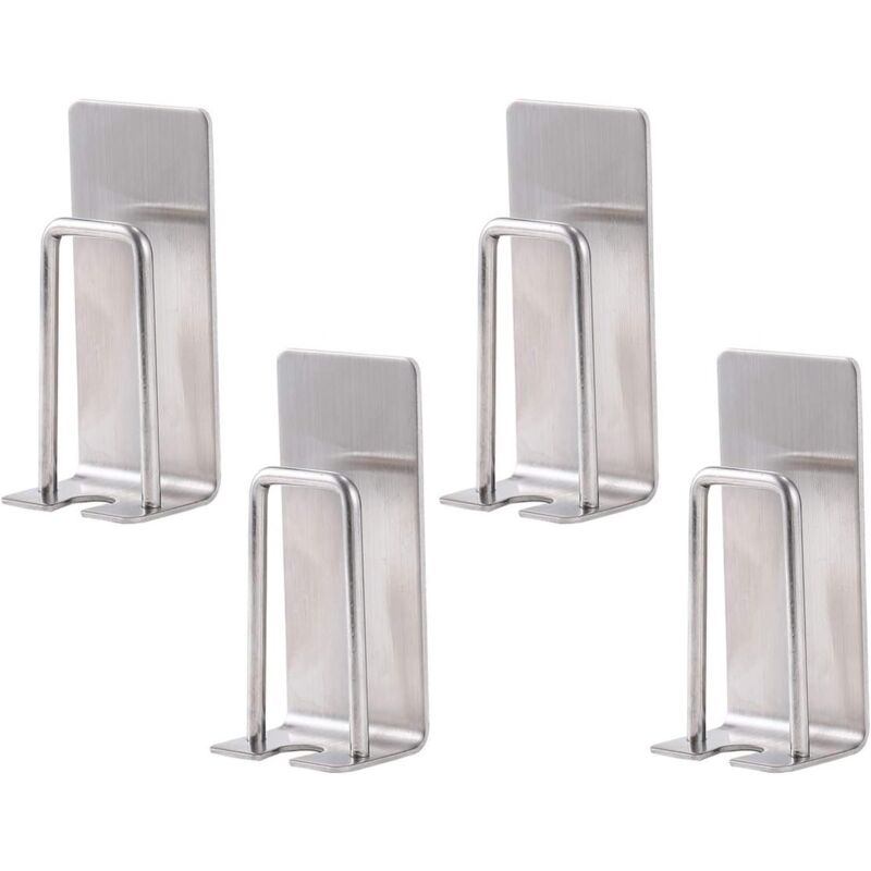 foto del prodotto set di 4 porta spazzolini in acciaio inox, montaggio a parete, portabicchieri, impermeabile, autoadesivo, senza foratura, organizer per il bagno