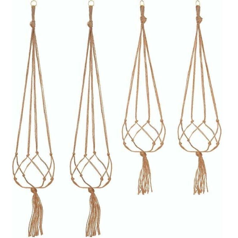 foto del prodotto set di 4 portavasi in macramè, per interni ed esterni, 2 lunghezze 105 cm e 90 cm , decorazione da giardino