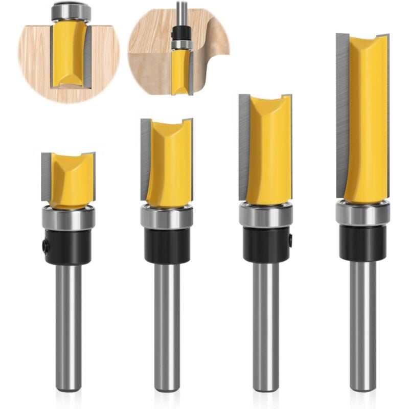 foto del prodotto set di 4 punte per fresatrice da 8 mm, punte per fresatrice per legno e metallo, per legno massello, utensili da taglio professionali per pannelli
