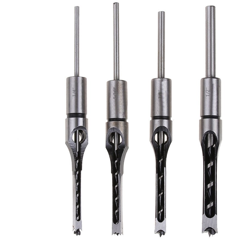 foto del prodotto set di 4 punte per trapano a foro quadrato, punte per trapano per legno a foro quadrato, scalpello per mortasa a foro quadrato sollbry