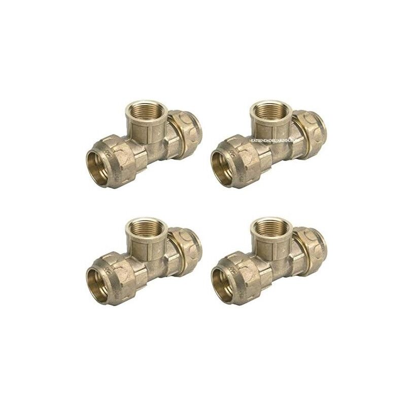 foto del prodotto set di 4 raccordo a t filettato femmina in ottone 50mm x 1 1/2'' x 50mm accessorio in ottone aenor unione per tubi irrigazio