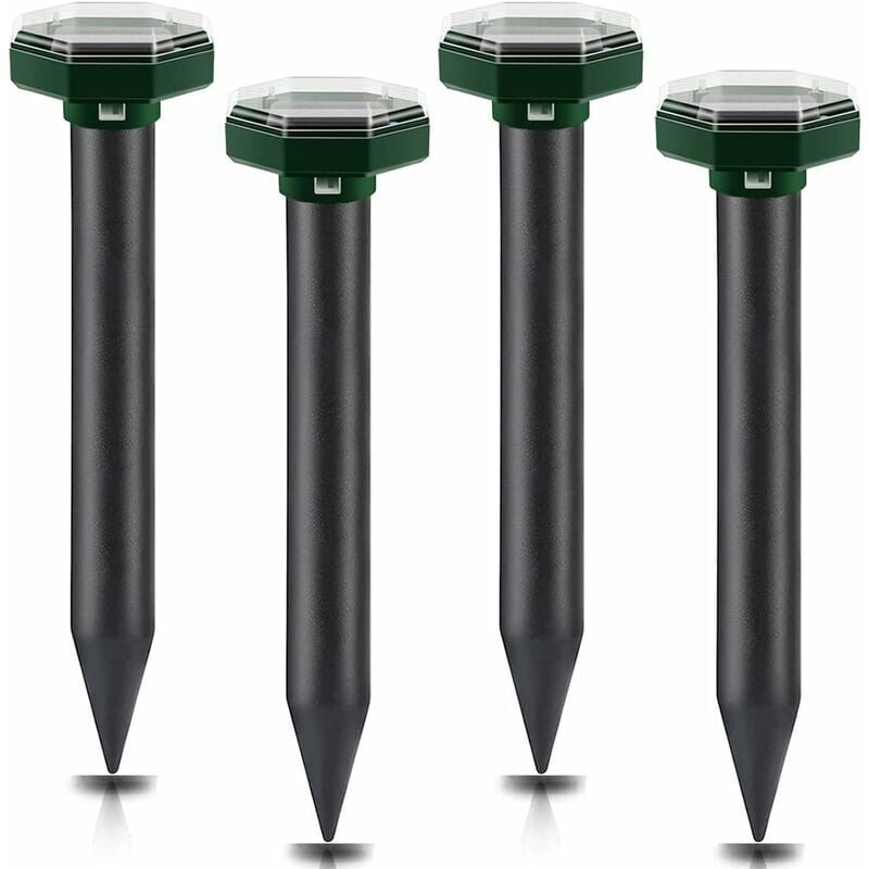 foto del prodotto set di 4 repellenti per talpe, repellente per talpe ad ultrasuoni, anti-talpe, repellente solare ad ultrasuoni per talpe, repellente solare contro le