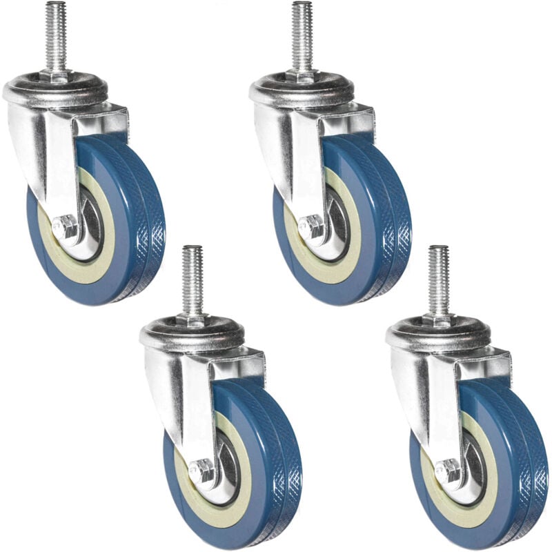 foto del prodotto set di 4 ruote per mobili 75mm m10 rotelle girevoli per carichi pesanti