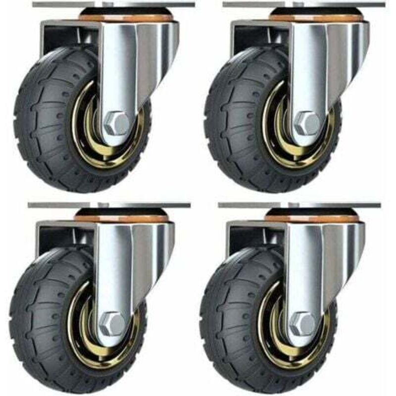 foto del prodotto set di 4 ruote universali da 3 pollici senza freni ruote silenziose per carrelli ruote universali ruote girevoli da 75 mm ruote industriali ruote per