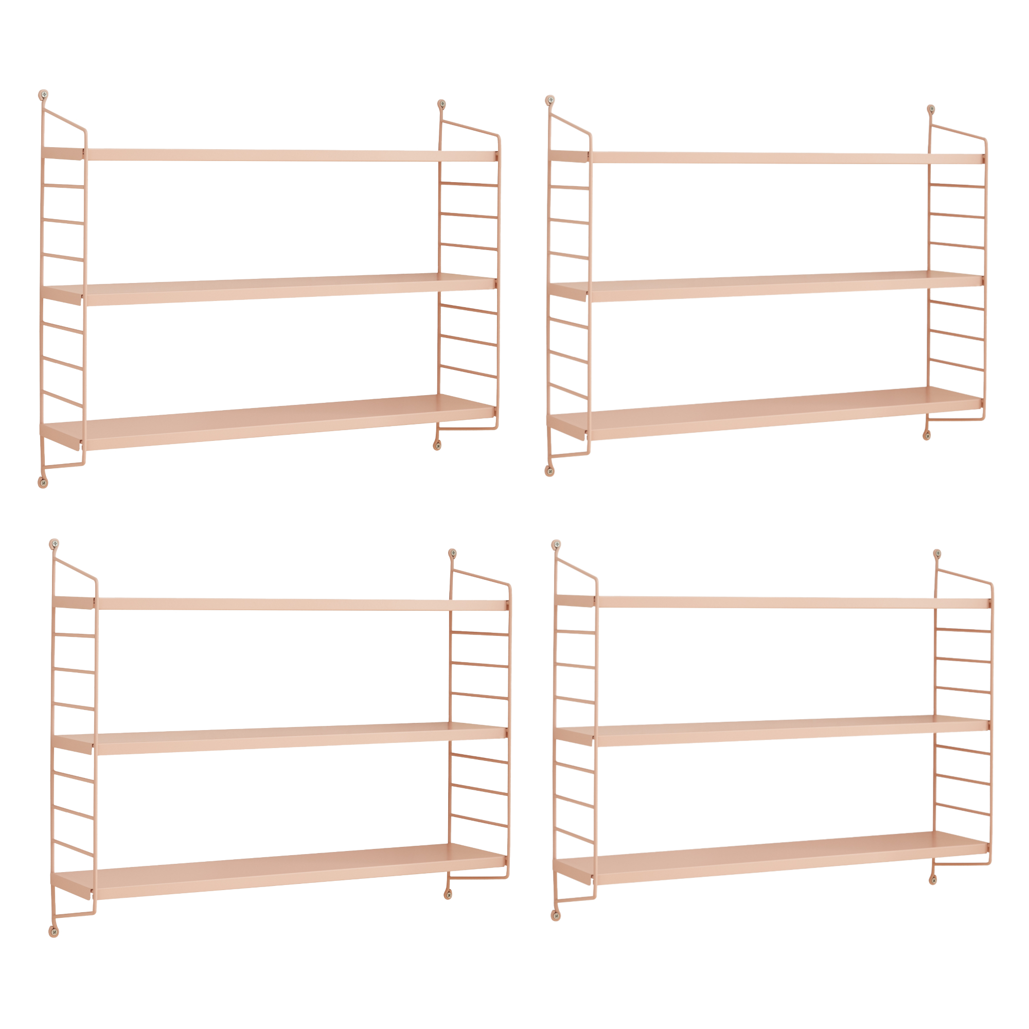 foto del prodotto set di 4 scaffali da parete str ngn s a 3 ripiani regolabili 50 x 60 x 15 cm acciaio beige pesca en.casa 