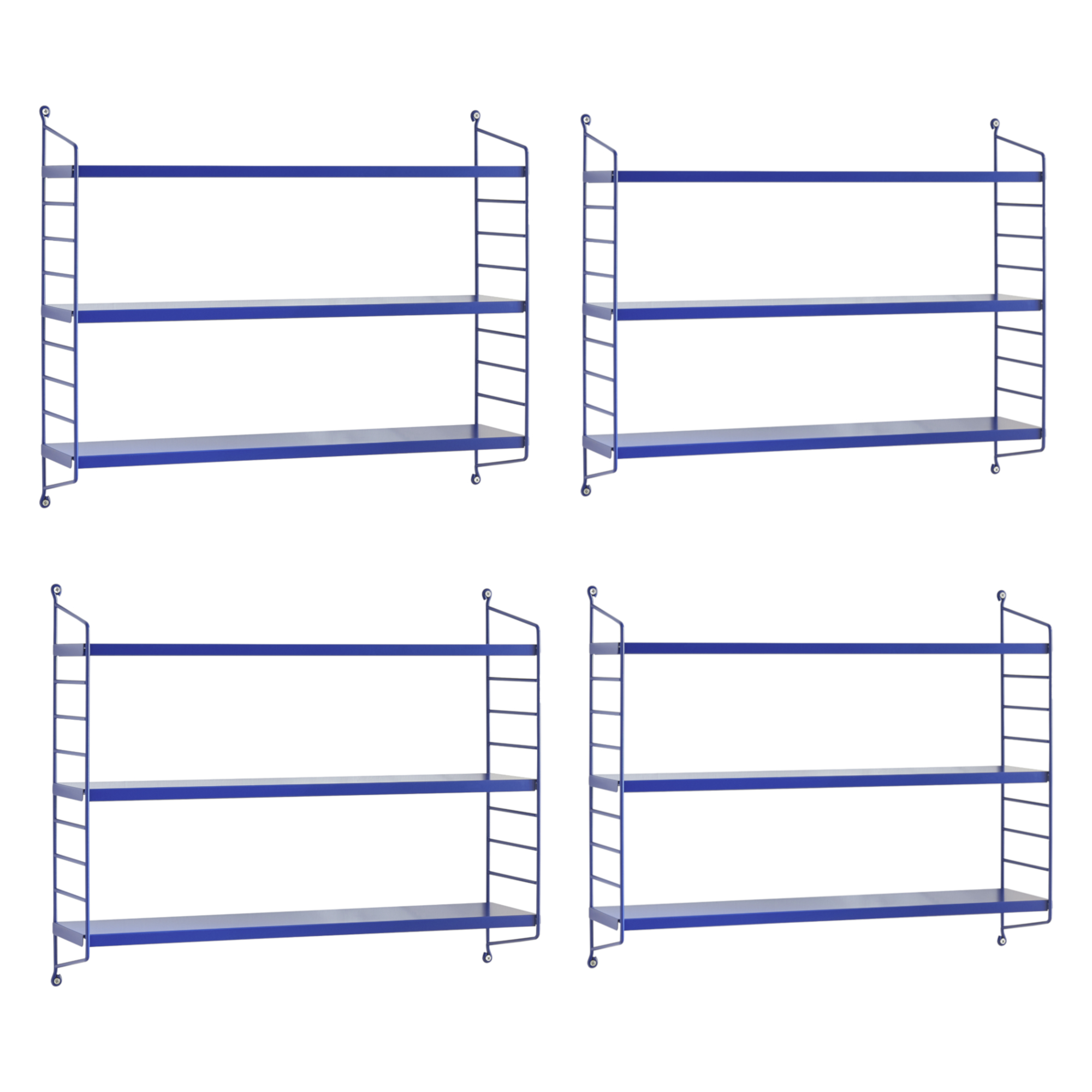 foto del prodotto set di 4 scaffali da parete str ngn s a 3 ripiani regolabili 50 x 60 x 15 cm acciaio blu en.casa 