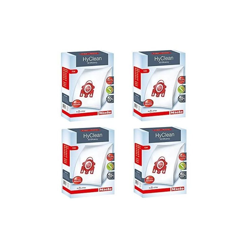 foto del prodotto set di 4 scatole di sacchetti 3d hyclean fjm efficienza per aspirapolvere compatto s700 s4000 e s6000 miele