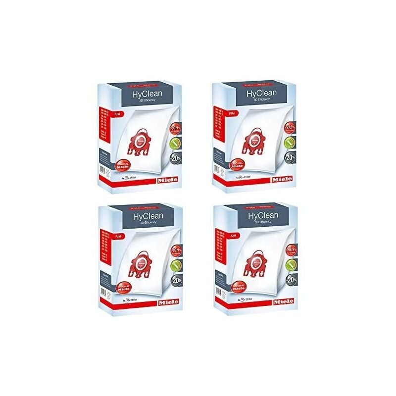 foto del prodotto set di 4 scatole di sacchetti 3d hyclean fjm efficienza per aspirapolvere compatto s700 s4000 e s6000 miele