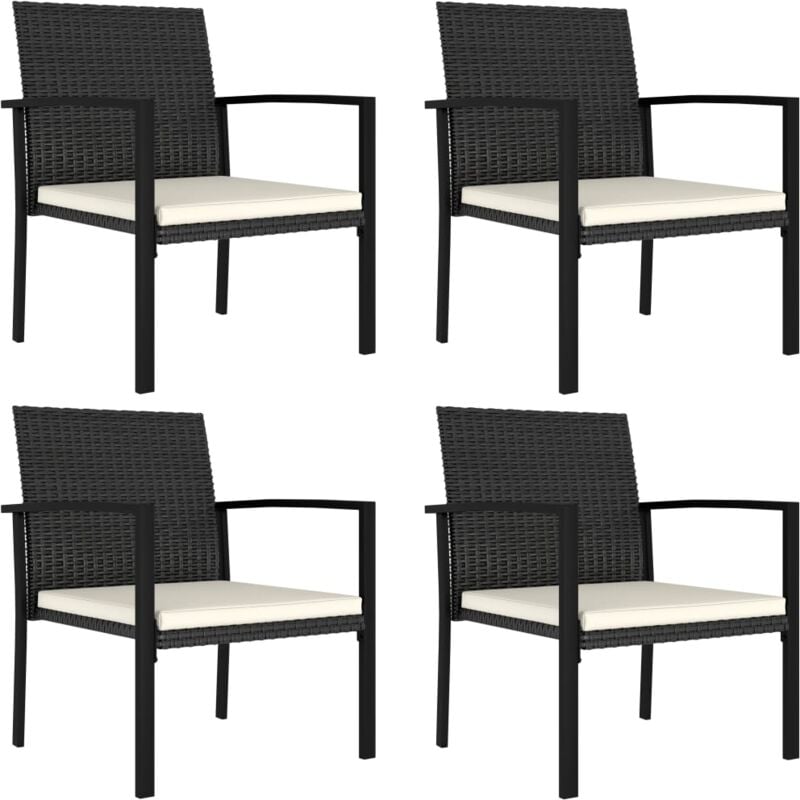 foto del prodotto set di 4 sedia sedie da pranzo per giardino in polyrattan nero bv162900 bonnevie