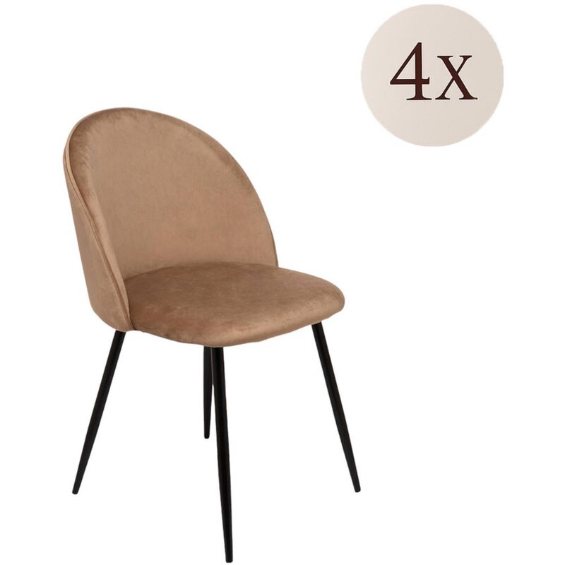 foto del prodotto set di 4 sedie achito, poltrona rivestita in velluto, sedia da pranzo imbottita, seduta per riunioni, 51x54h82 cm, beige dmora