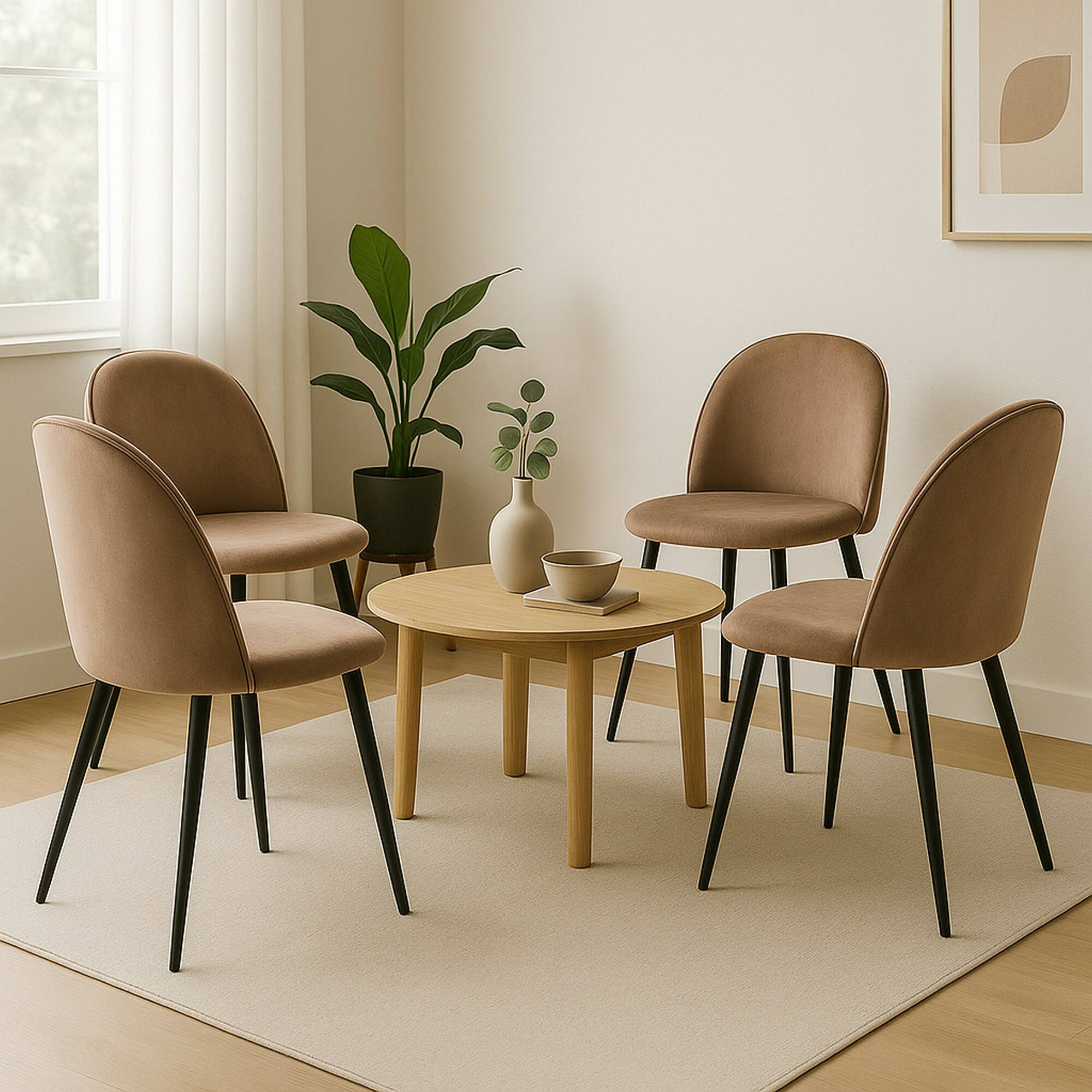 foto del prodotto set di 4 sedie achito, poltrona rivestita in velluto, sedia da pranzo imbottita, seduta per riunioni, 51x54h82 cm, grigio