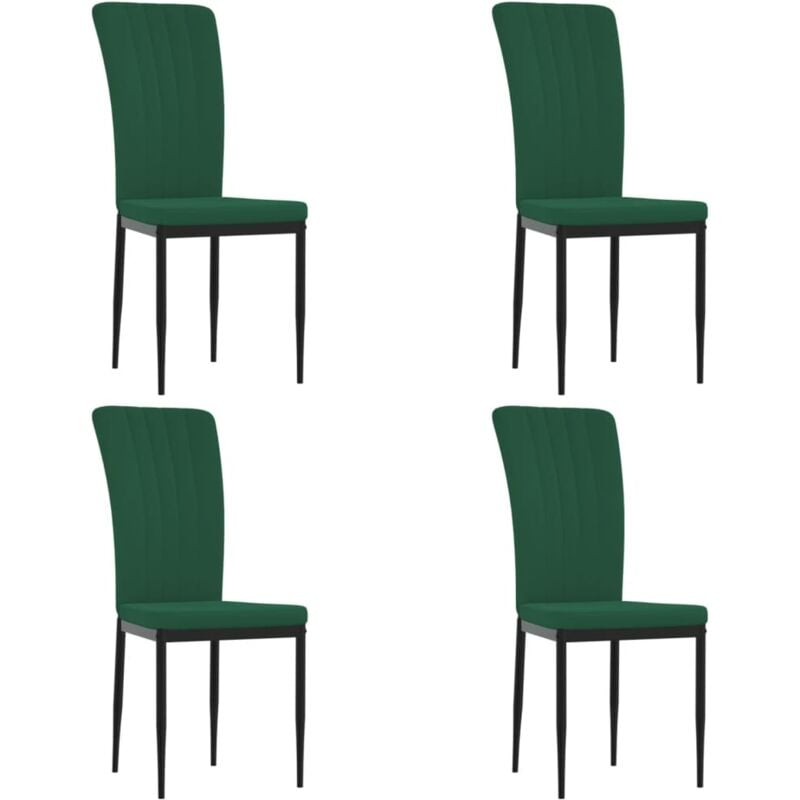 foto del prodotto set di 4 sedie da cucina e sala da pranzo in tessuto di velluto verde scuro con struttura in ferro dec025659