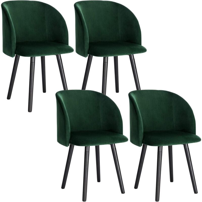 foto del prodotto set di 4 sedie da cucina in velluto, poltrona da pranzo, scandinavo, verde scuro woltu