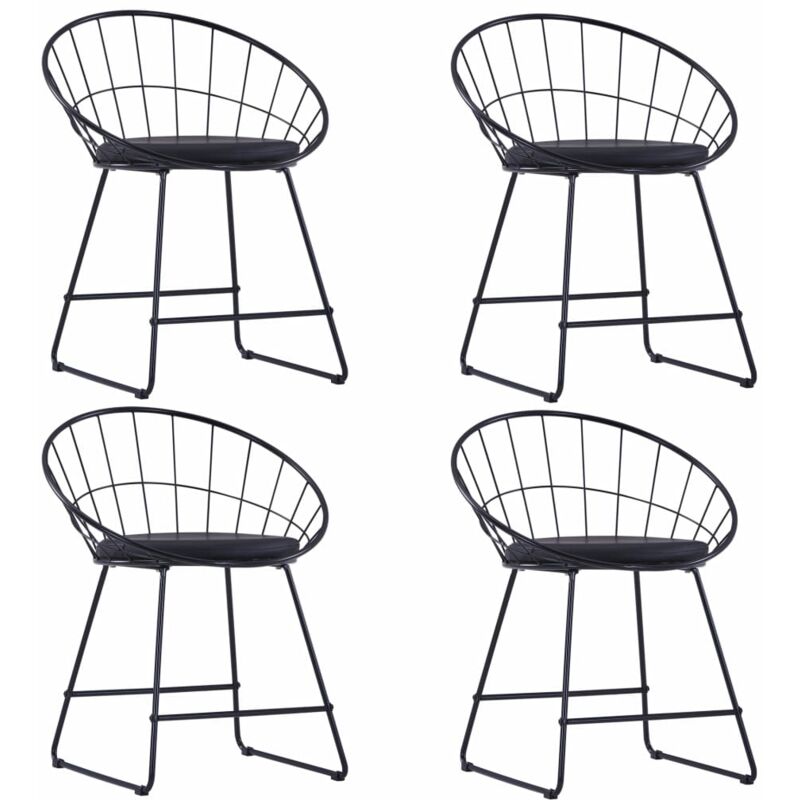 foto del prodotto set di 4 sedie da cucina per sala da pranzo in stile industriale in acciaio e materiale sintetico nero cds021773