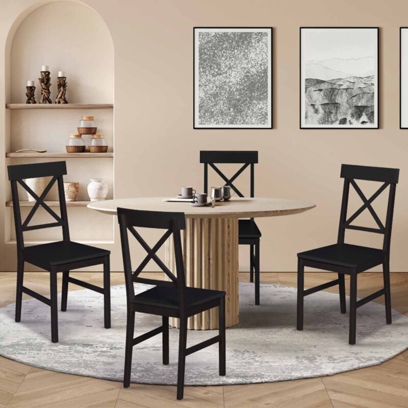foto del prodotto set di 4 sedie da cucina suzanne a sponde incrociate, legno nero