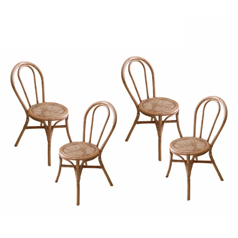 foto del prodotto set di 4 sedie da giardino chillvert parma 40x52x90 cm fabbricate in rattan naturale resistente colore marrone stile boho chic