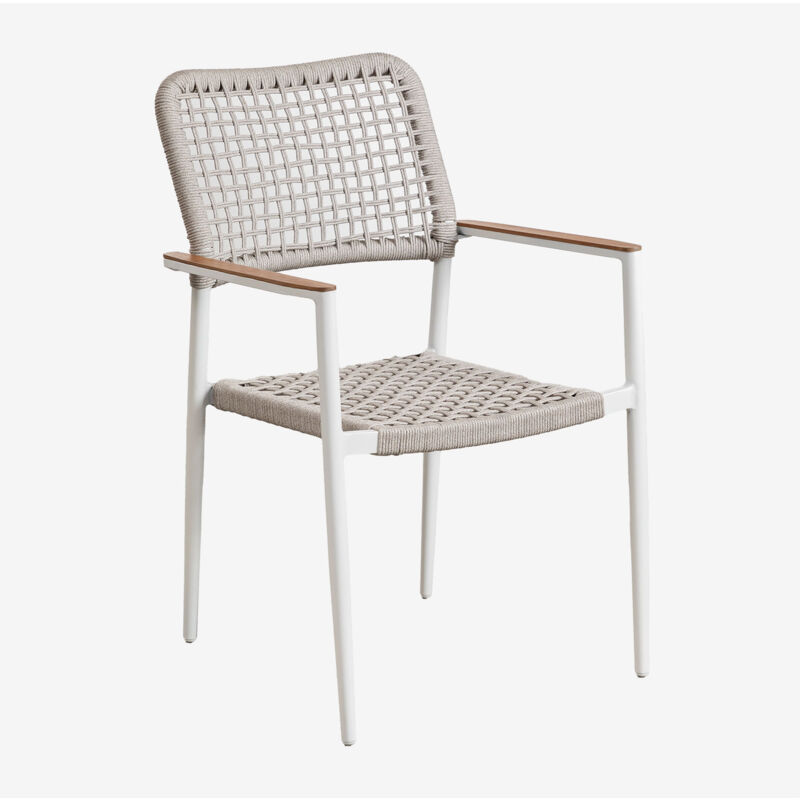 foto del prodotto set di 4 sedie da giardino impilabili con braccioli in alluminio e corda intrecciata nediam sklum